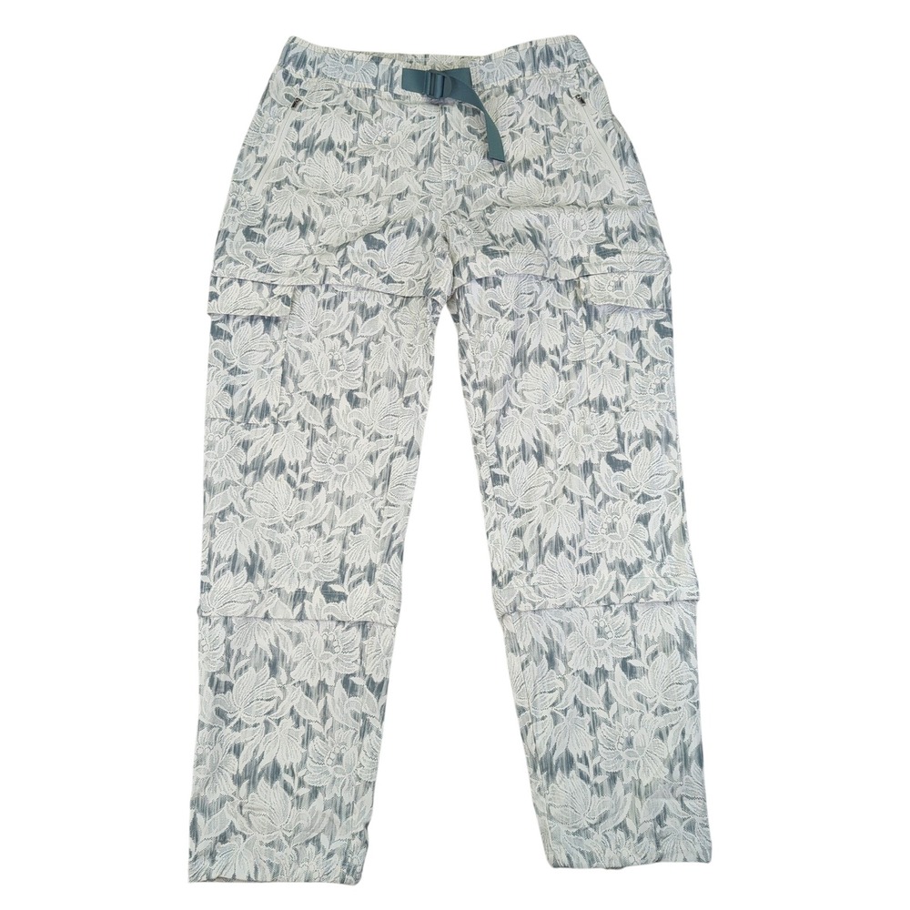Athleta White and Green Floral Cargo Pants